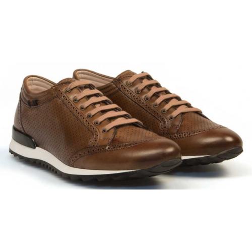 Bacco Bucci Brown "Julien'' Genuine Calfskin Sneakers 3237-20.